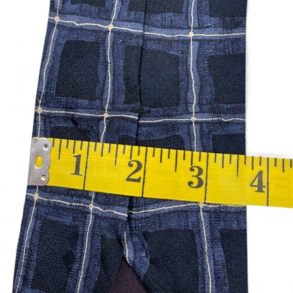 Bill Blass Silk Tie Geometric Abstract Blue Cubes - Picture 5 of 6